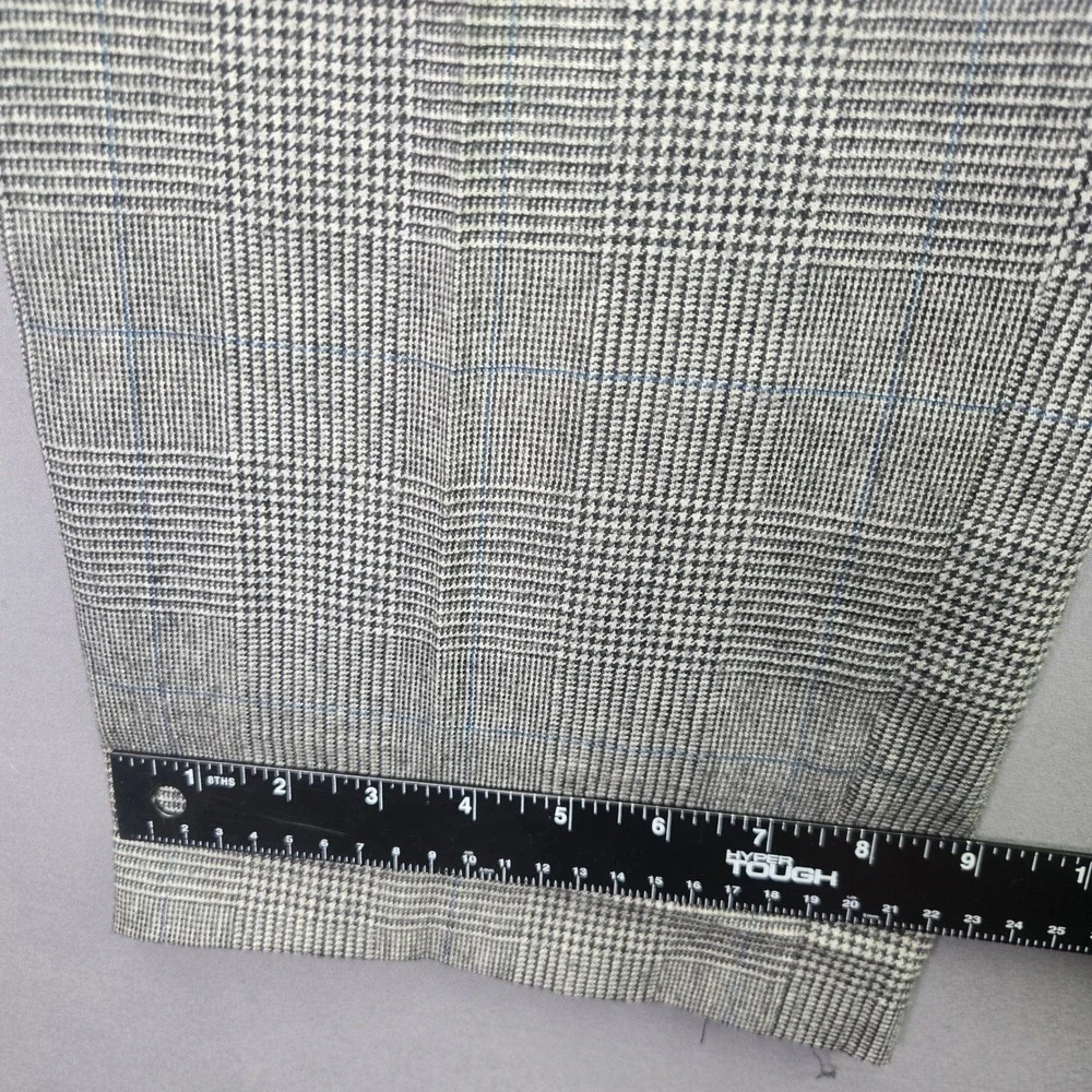 Vintage Pleated Trousers Glen Plaid Check Pants 29x26 Grey Blue Dress Slacks